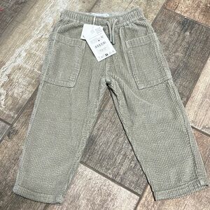 Zara Toddler Olive Green Cargo Corduroy Pants size 2-3